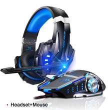 Load image into Gallery viewer, Kotion EACH G9000 Gaming Headset Deep Bass Stereo Game Headphone with Microphone LED Light for PC Laptop+Gaming Mouse+Mice Pad